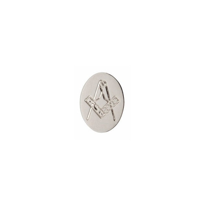 Masonic Square And Compasses Rhodium Tie Tac - Leonard Silver - front