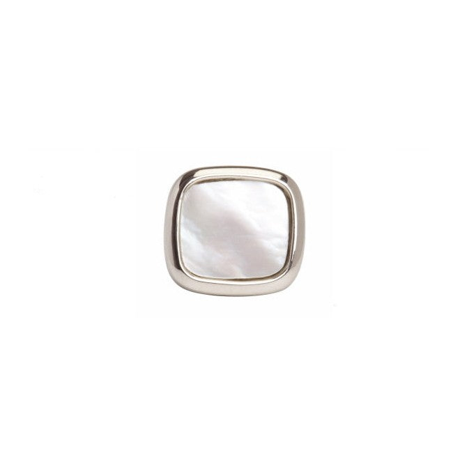 Mother of Pearl Rhodium Plated Tie Tac - Leonard Silver - front