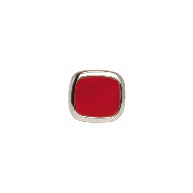 Cornelian Stone Cushion Tie Tac, Rhodium Plated - Leonard Silver - front view