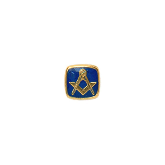 Masonic Blue Cushion Tie Tac - Leonard Silver - front