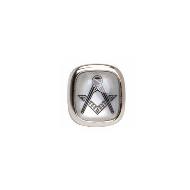 Masonic Mother Of Pearl Cushion Tie Tac - Leonard Silver - front