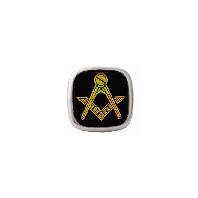Masonic Onyx Tie Tac - Rhodium Plated - Leonard Silver - front