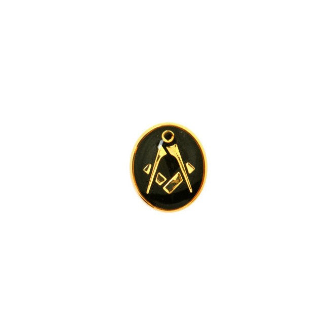 Black Oval Gold Plated Masonic Tie Tac - Leonard Silver - front view