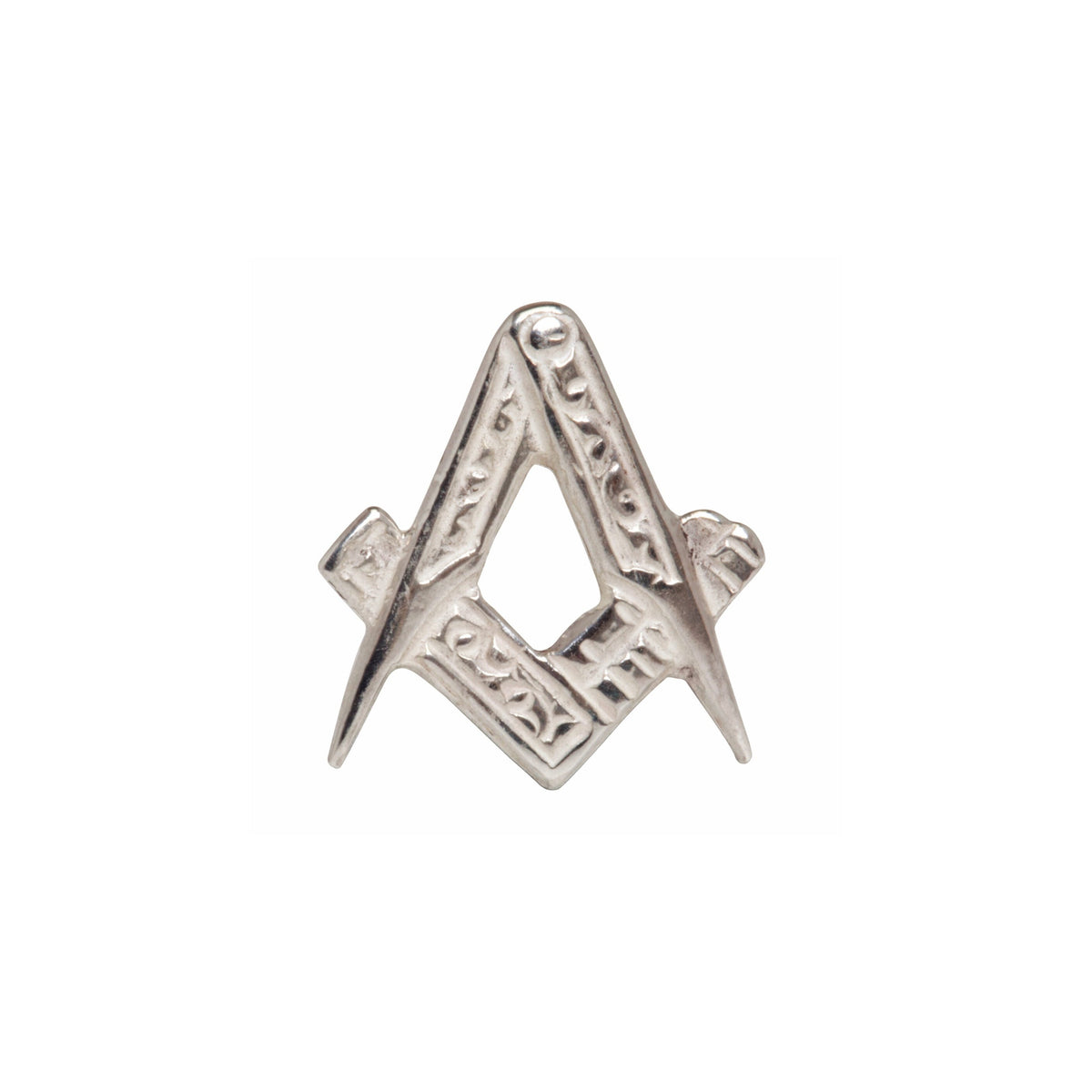 Masonic Square And Compasses Sterling Silver Tie Tac - Leonard Silver - front