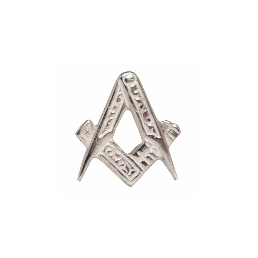 Masonic Square And Compasses Sterling Silver Tie Tac - Leonard Silver - front