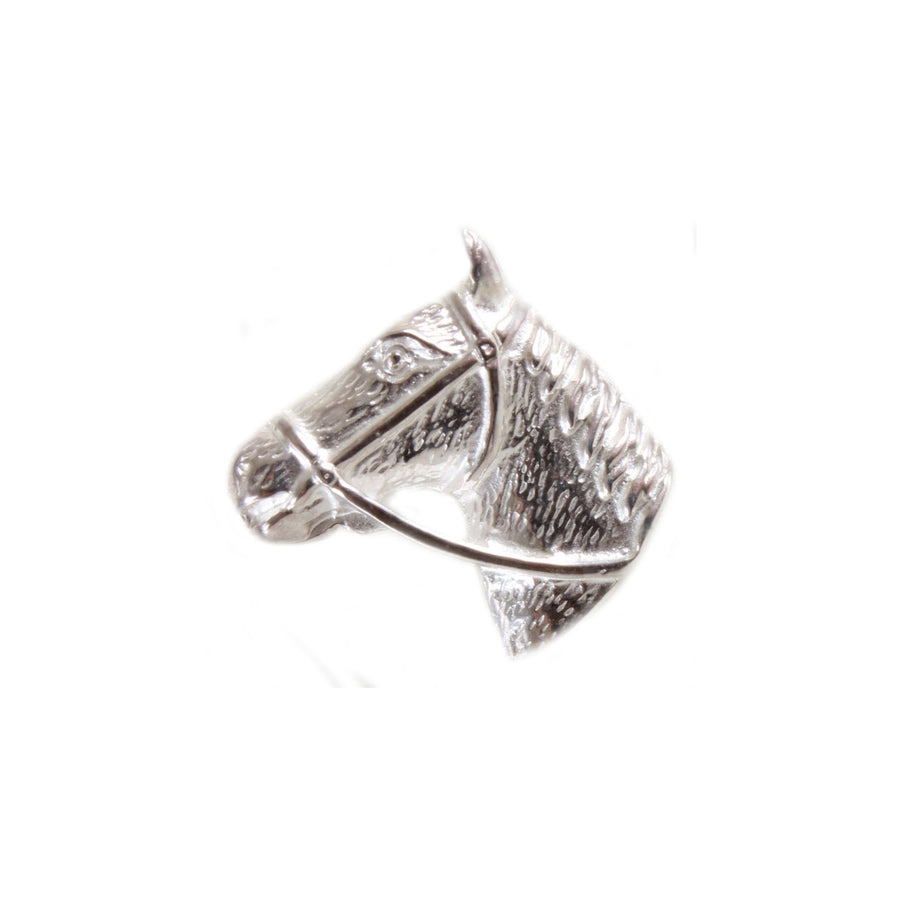 Horse Head Sterling Silver Tie Tac - Leonard Silver - angled view