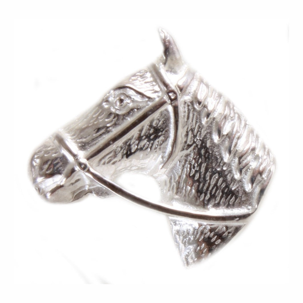Horse Head Sterling Silver Tie Tac - Leonard Silver - front detail