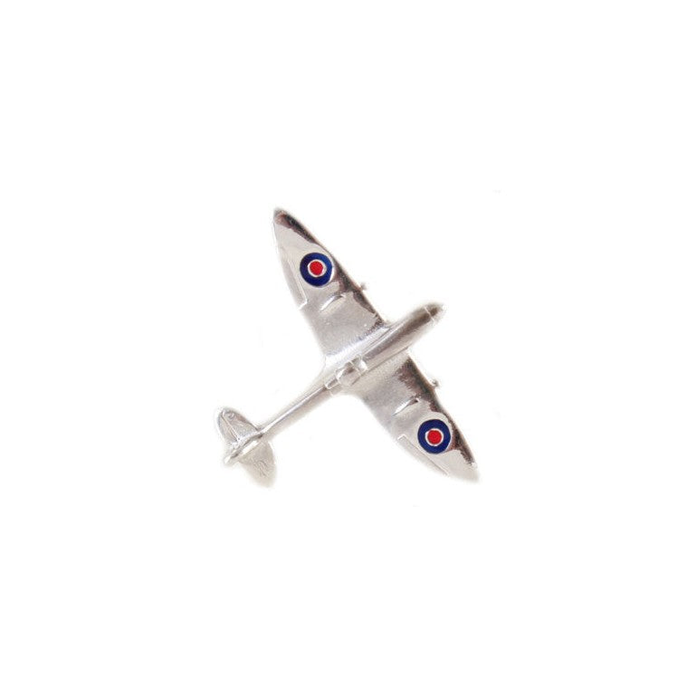 Sterling Silver Spitfire Tie Tac - Leonard Silver - scale view