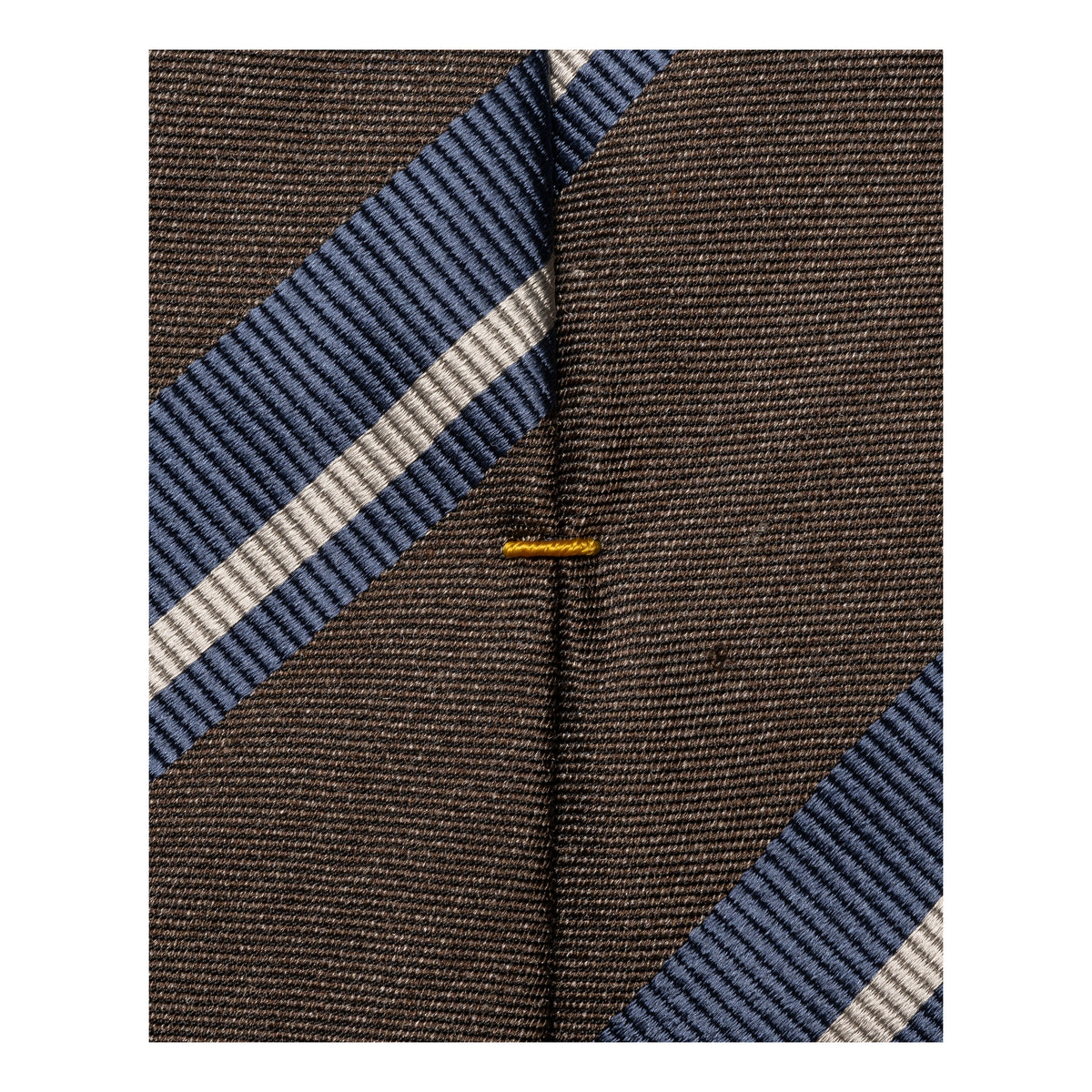 Striped Woven Shantung Silk Tie Brown - Eton