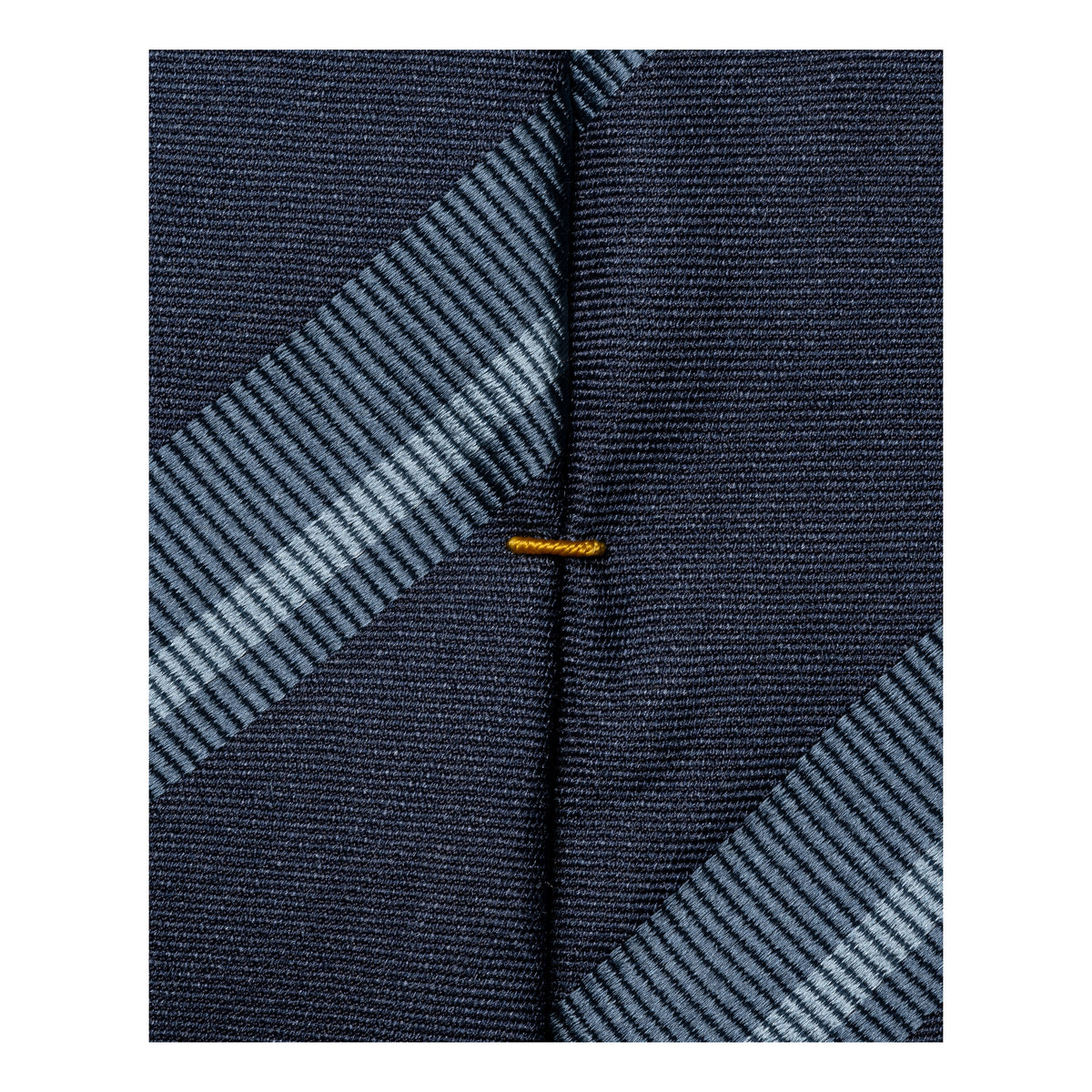 Striped Woven Shantung Silk Tie Dark Blue - Eton