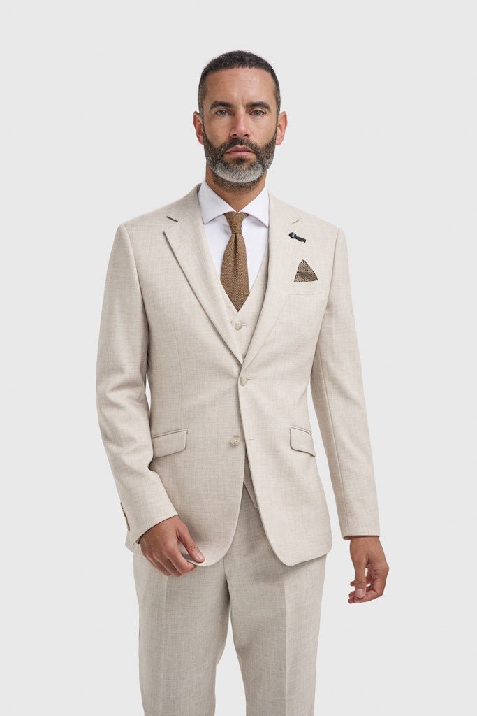 Taupe Check Peak Lapel Jacket