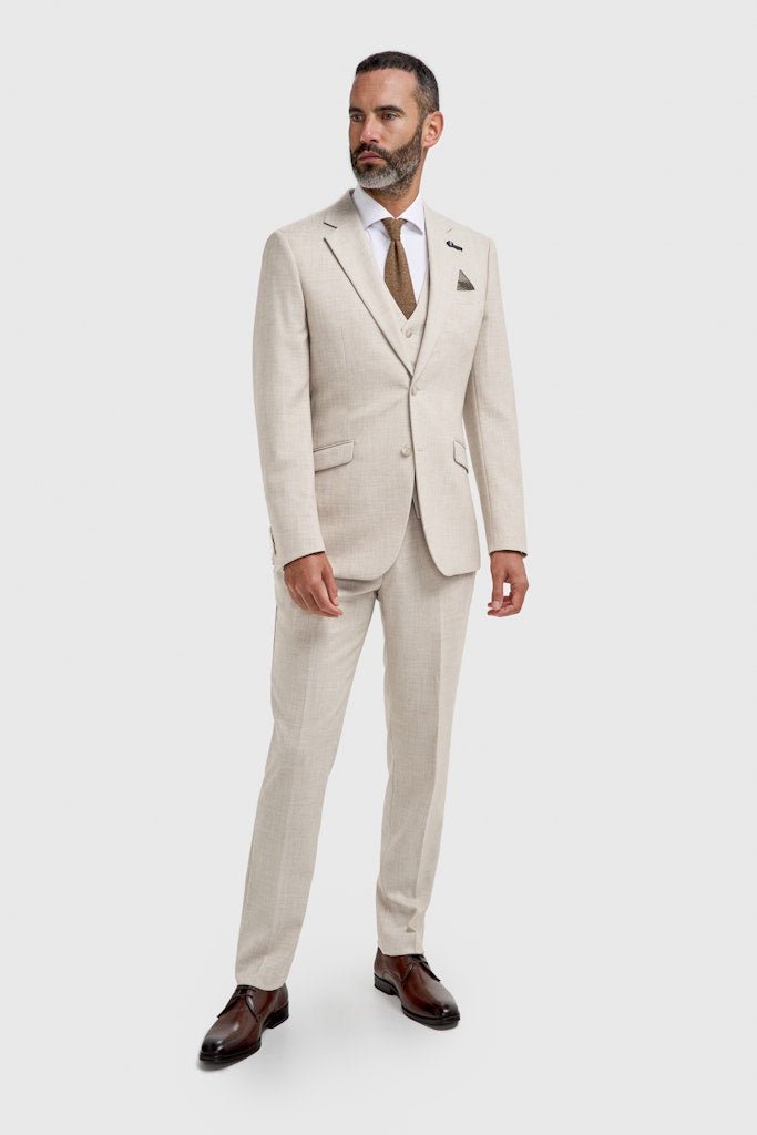 Taupe Check Peak Lapel Jacket detail