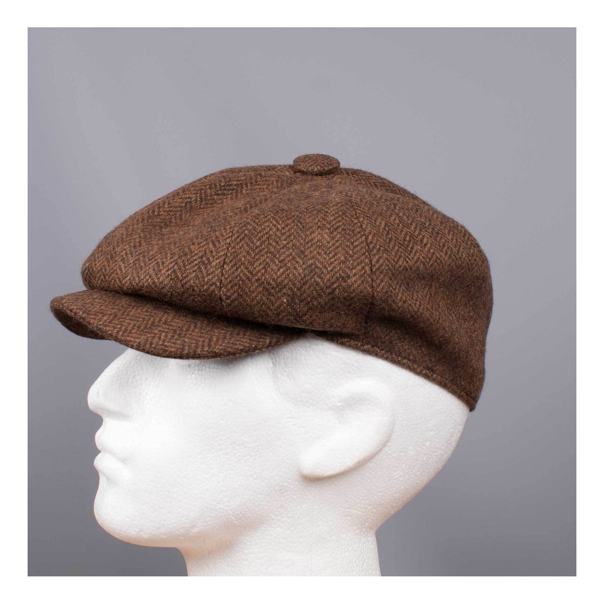 Tweed Herringbone Hat Brown - John Victor