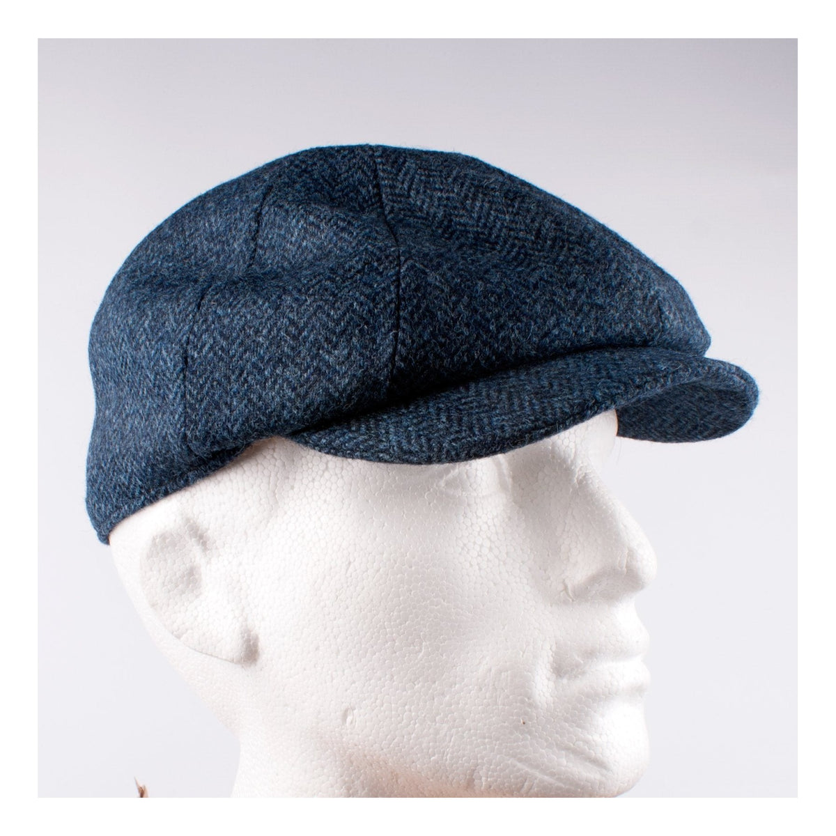 Tweed Herringbone Hat Navy - John Victor