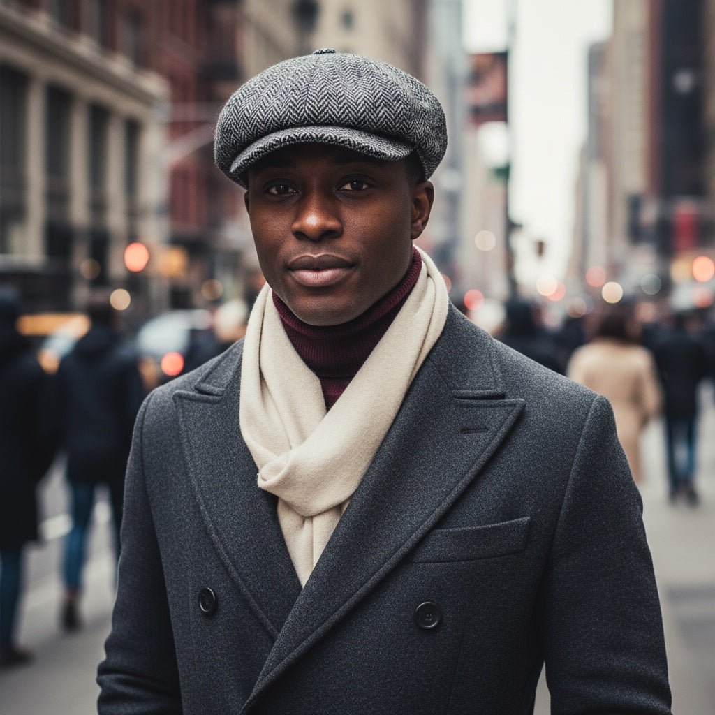 Tweed Herringbone Hat Black - John Victor Hats