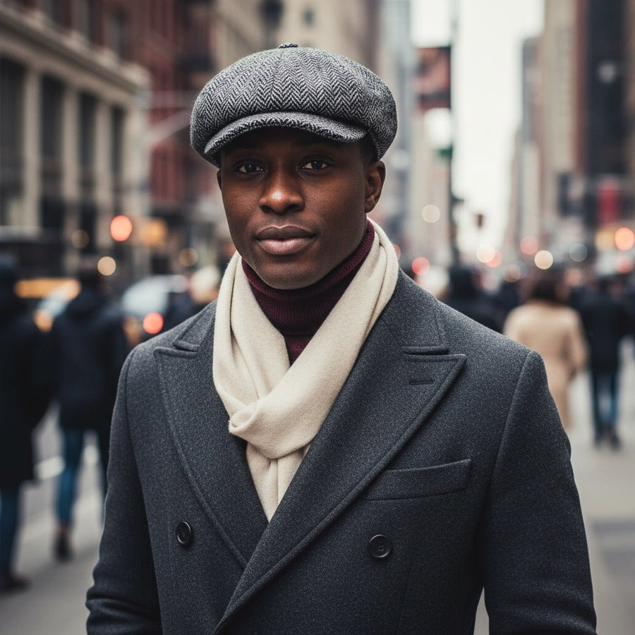Tweed Herringbone Hat Black - John Victor Hats