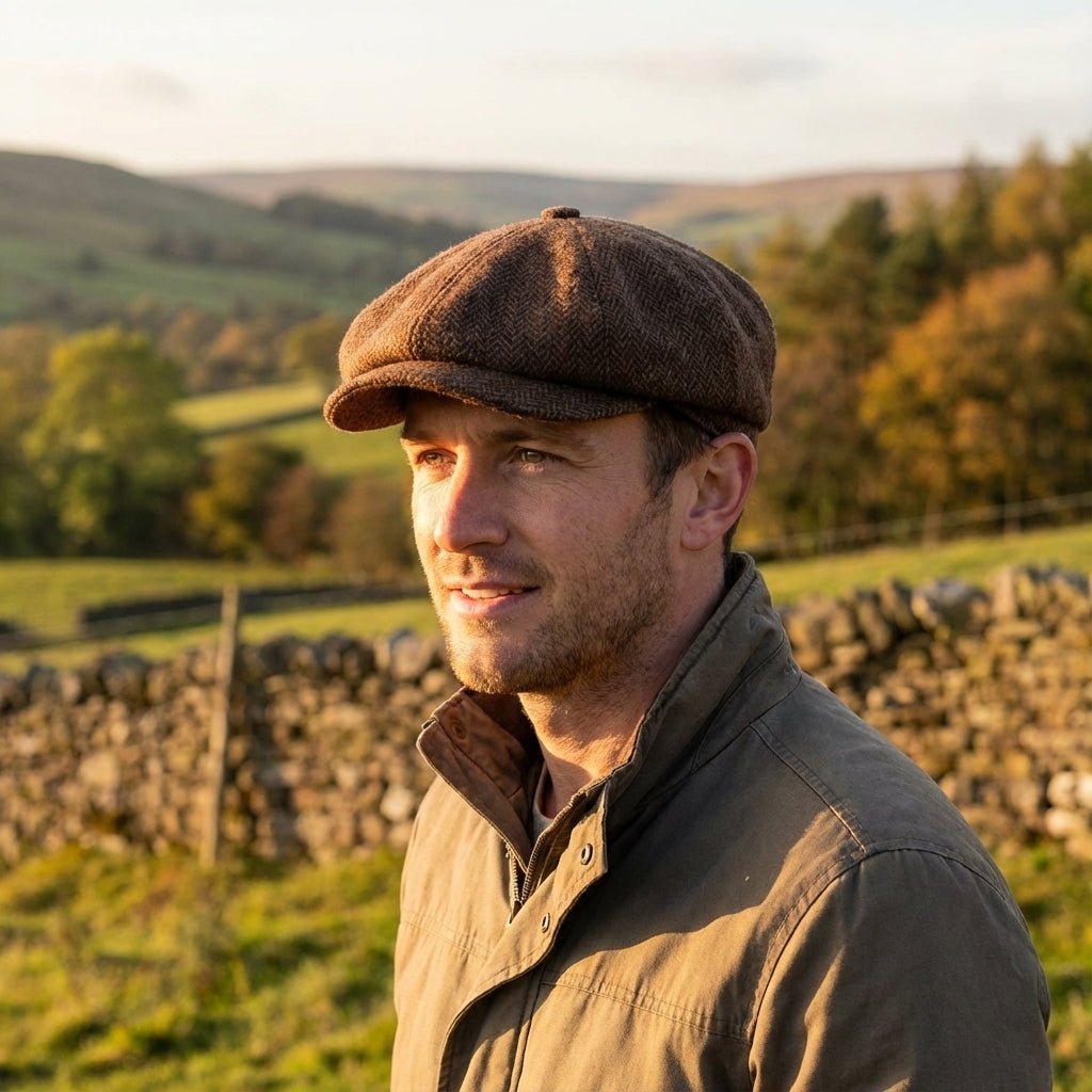 Tweed Herringbone Hat Brown - John Victor Hats