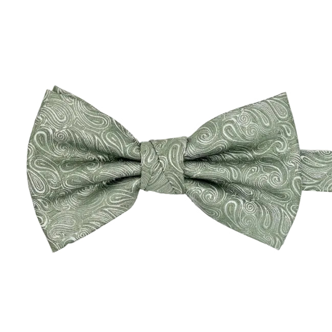 Wedding Paisley Satin Bow Tie - Sage - Leonard Silver Bow Ties