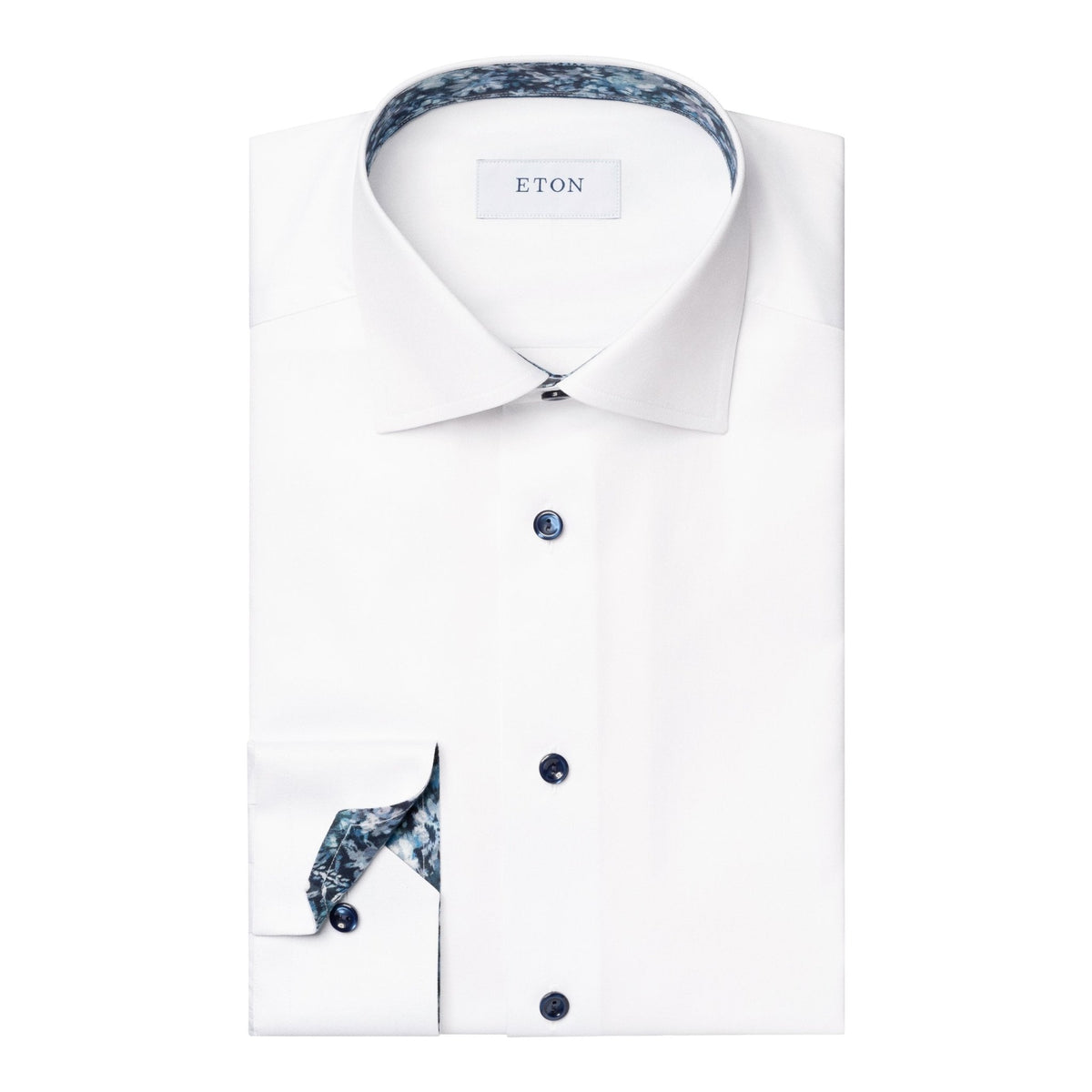 White Floral Effect Signature Twill Shirt - Eton Shirts Shirts