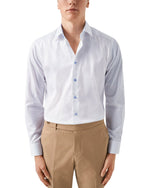 White Geometric Blue Insert Shirt - Eton Shirts