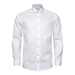 White Geometric Blue Insert Shirt - Eton Shirts