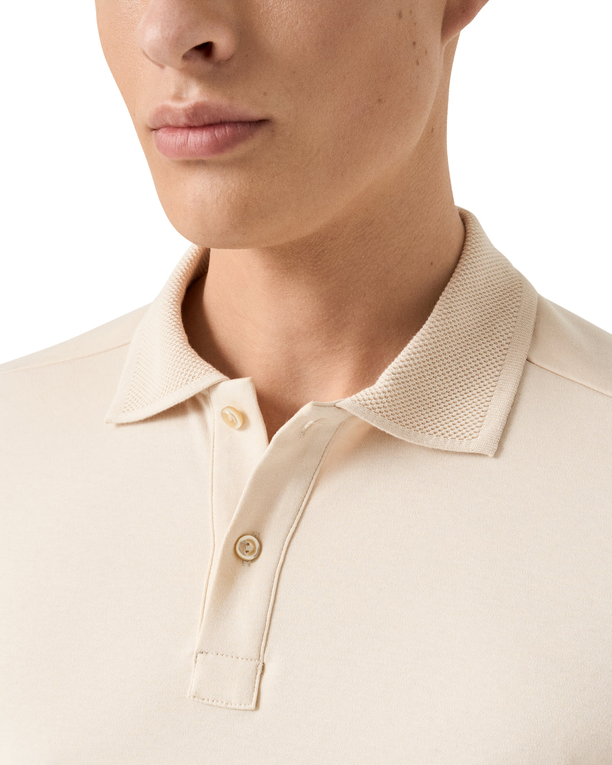 Cream Cotton Interlock Polo Shirt - Eton