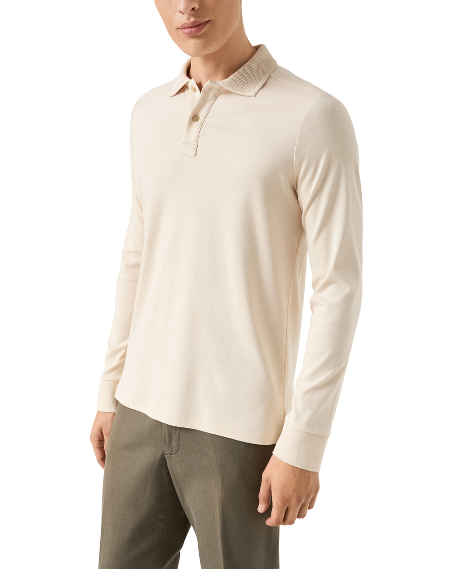 Cream Cotton Interlock Polo Shirt - Eton