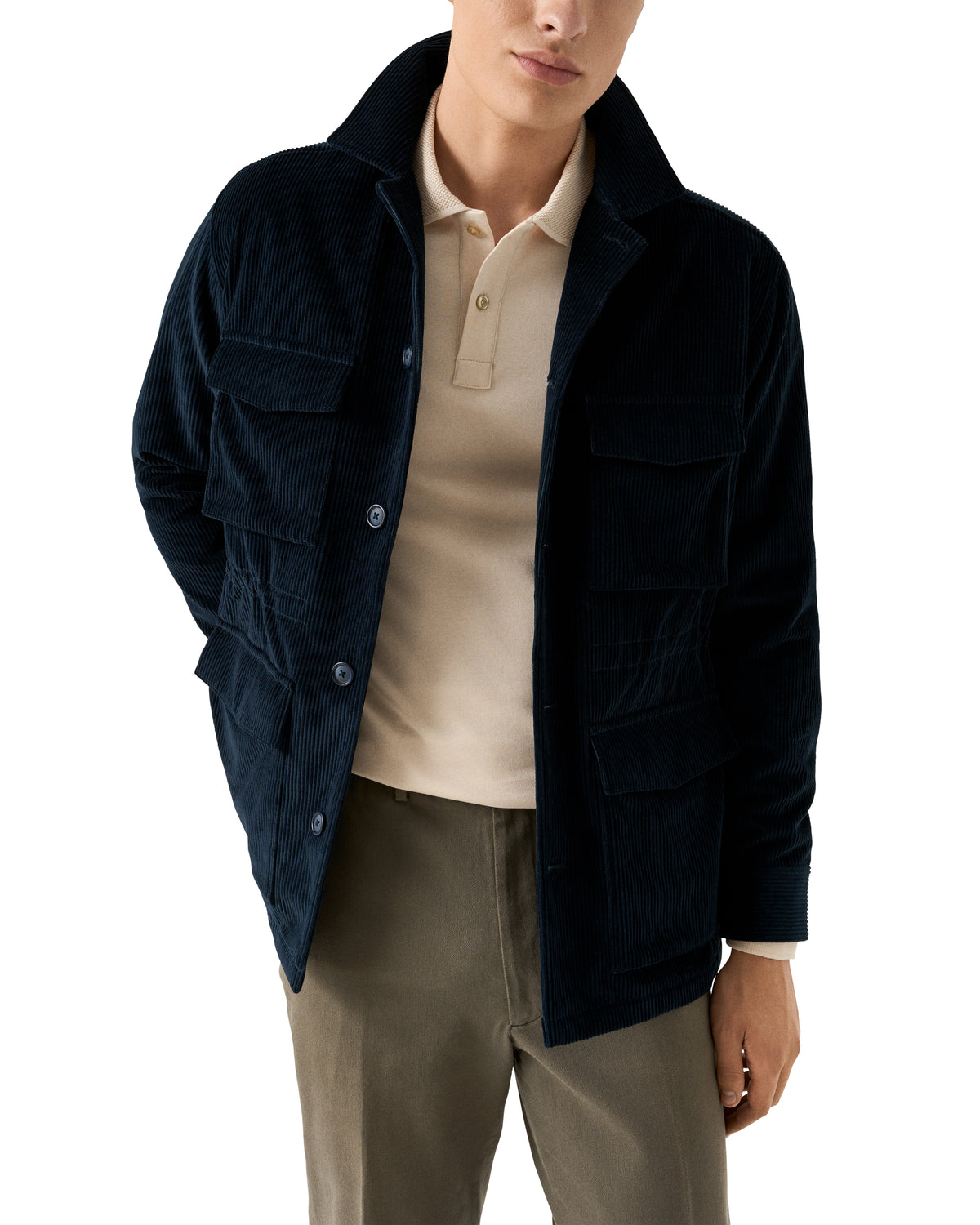 Cream Cotton Interlock Polo Shirt - Eton