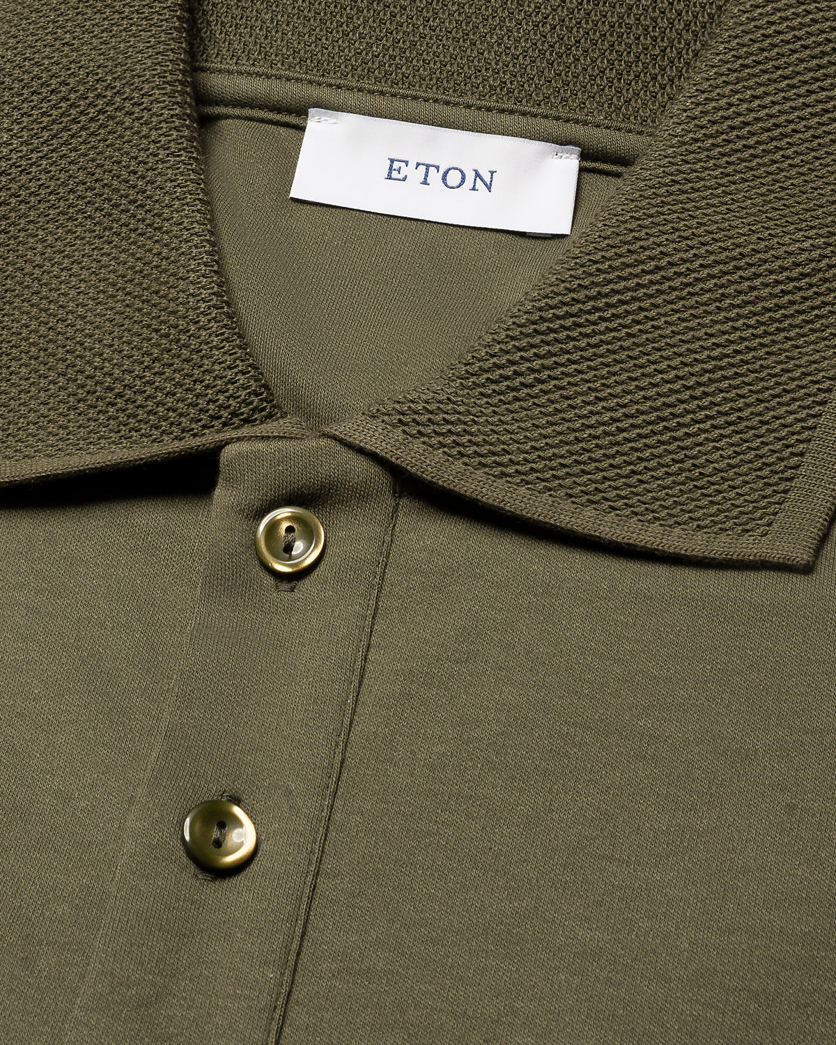 Dark Green Cotton Interlock Polo Shirt - Eton