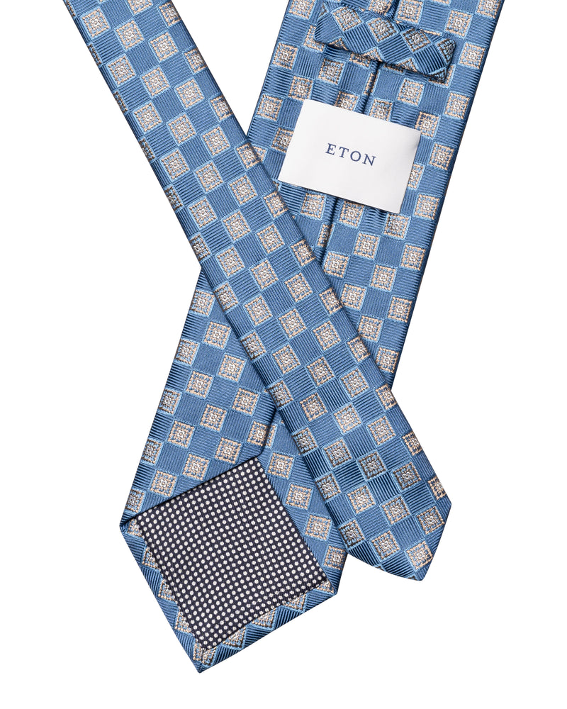 Medallion Woven Silk Tie Mid Blue - Eton