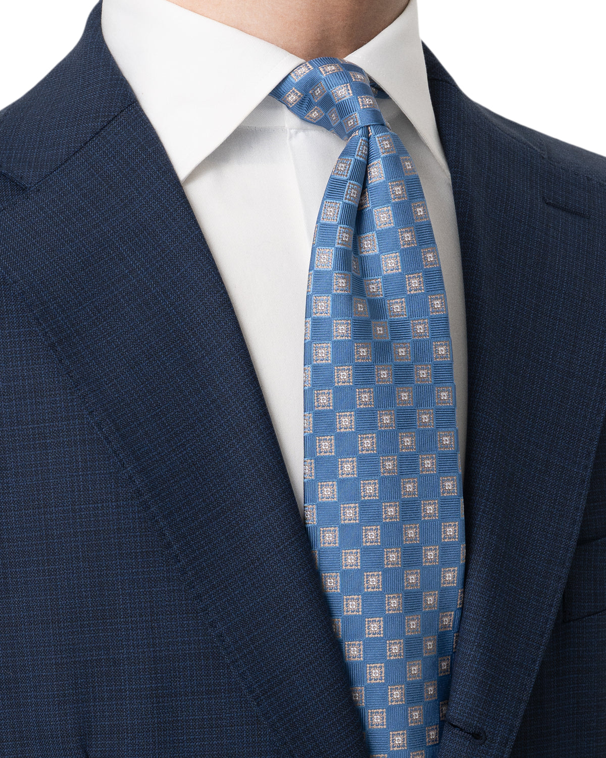 Medallion Woven Silk Tie Mid Blue - Eton