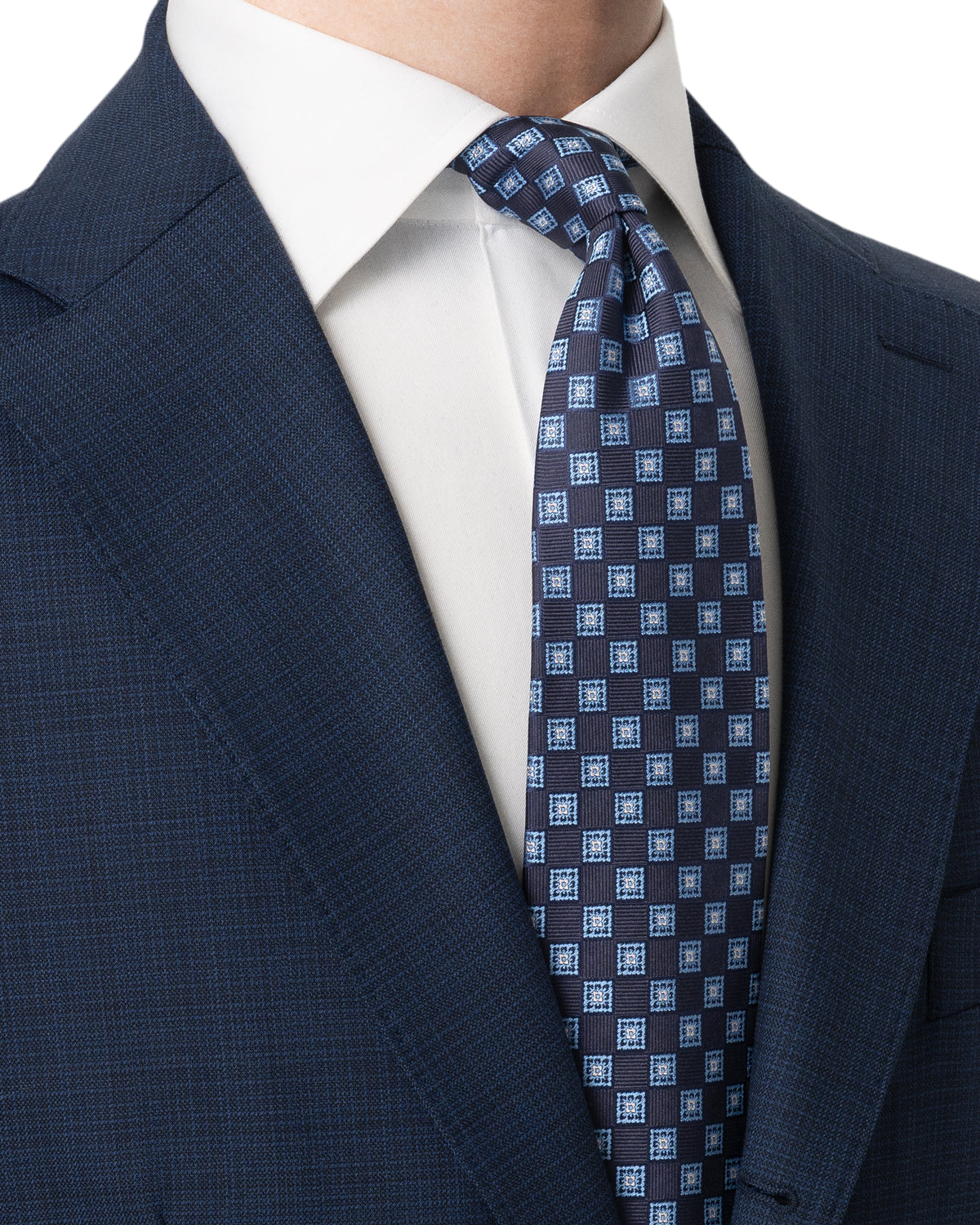 Medallion Woven Silk Tie Navy - Eton