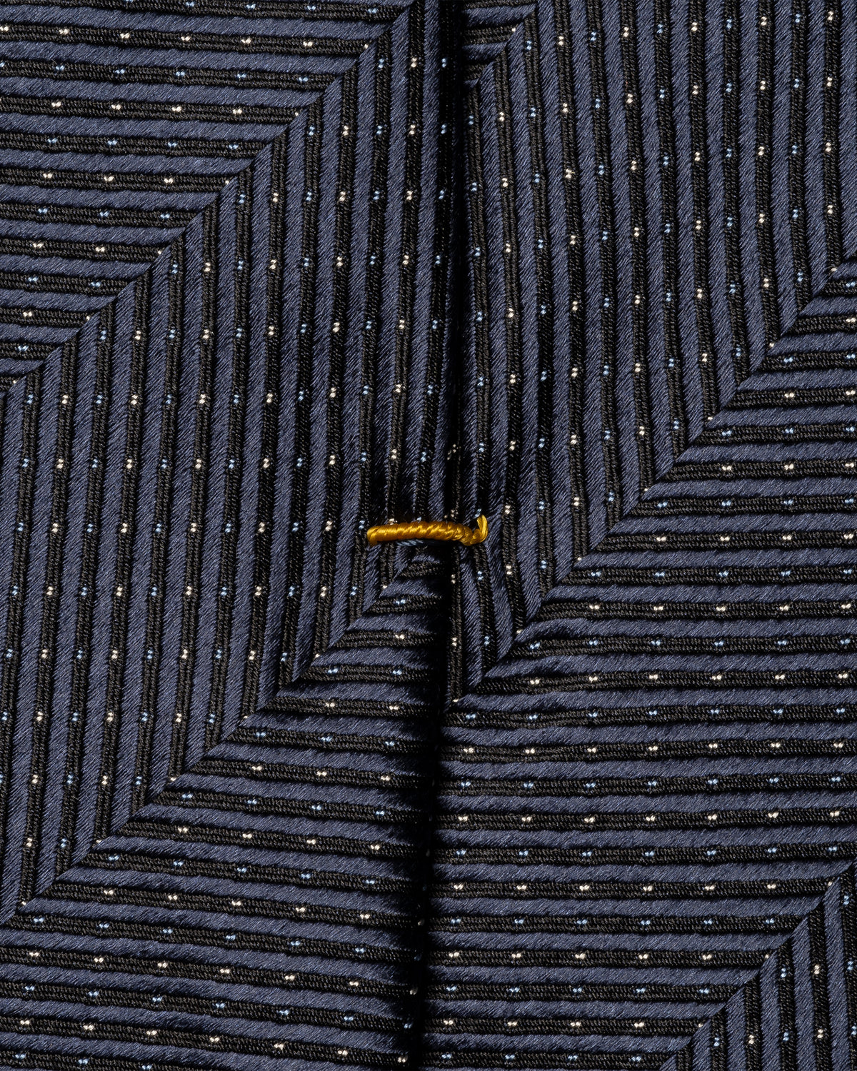 Herringbone Woven Silk Tie Navy - Eton