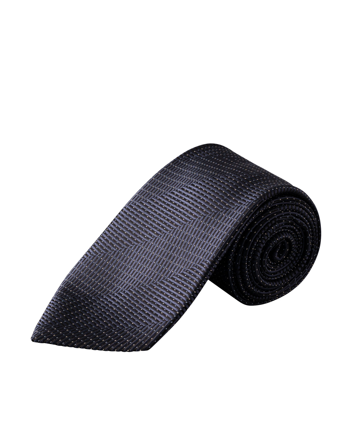 Herringbone Woven Silk Tie Navy - Eton