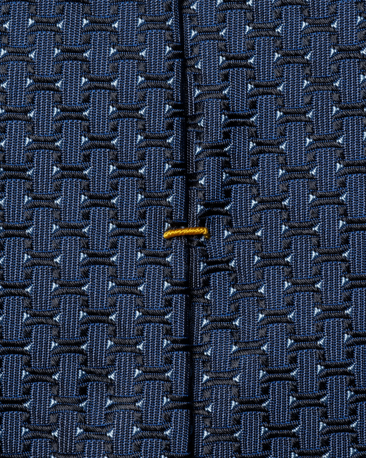 Geometric Woven Silk Tie Dark Blue - Eton