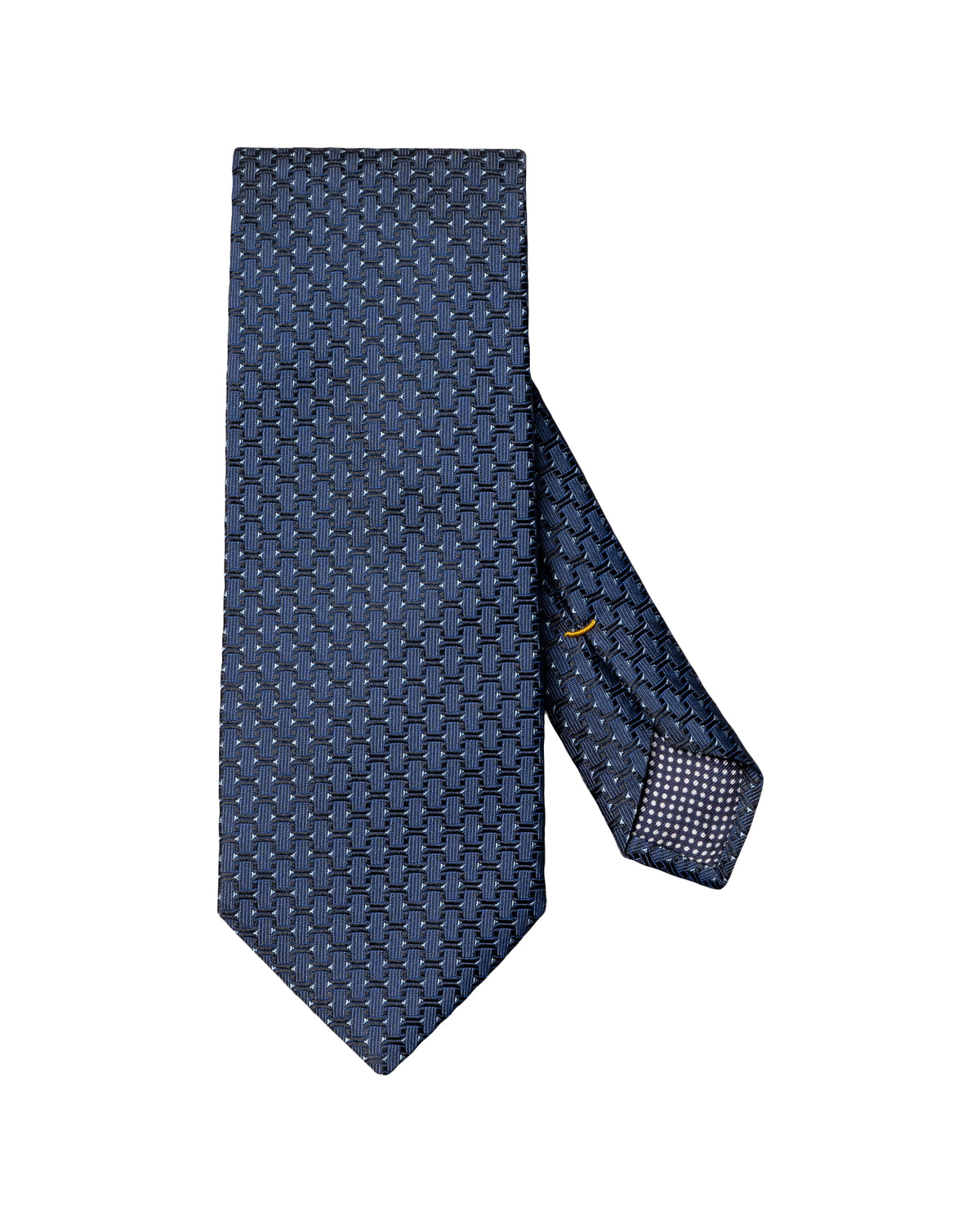 Geometric Woven Silk Tie Dark Blue - Eton