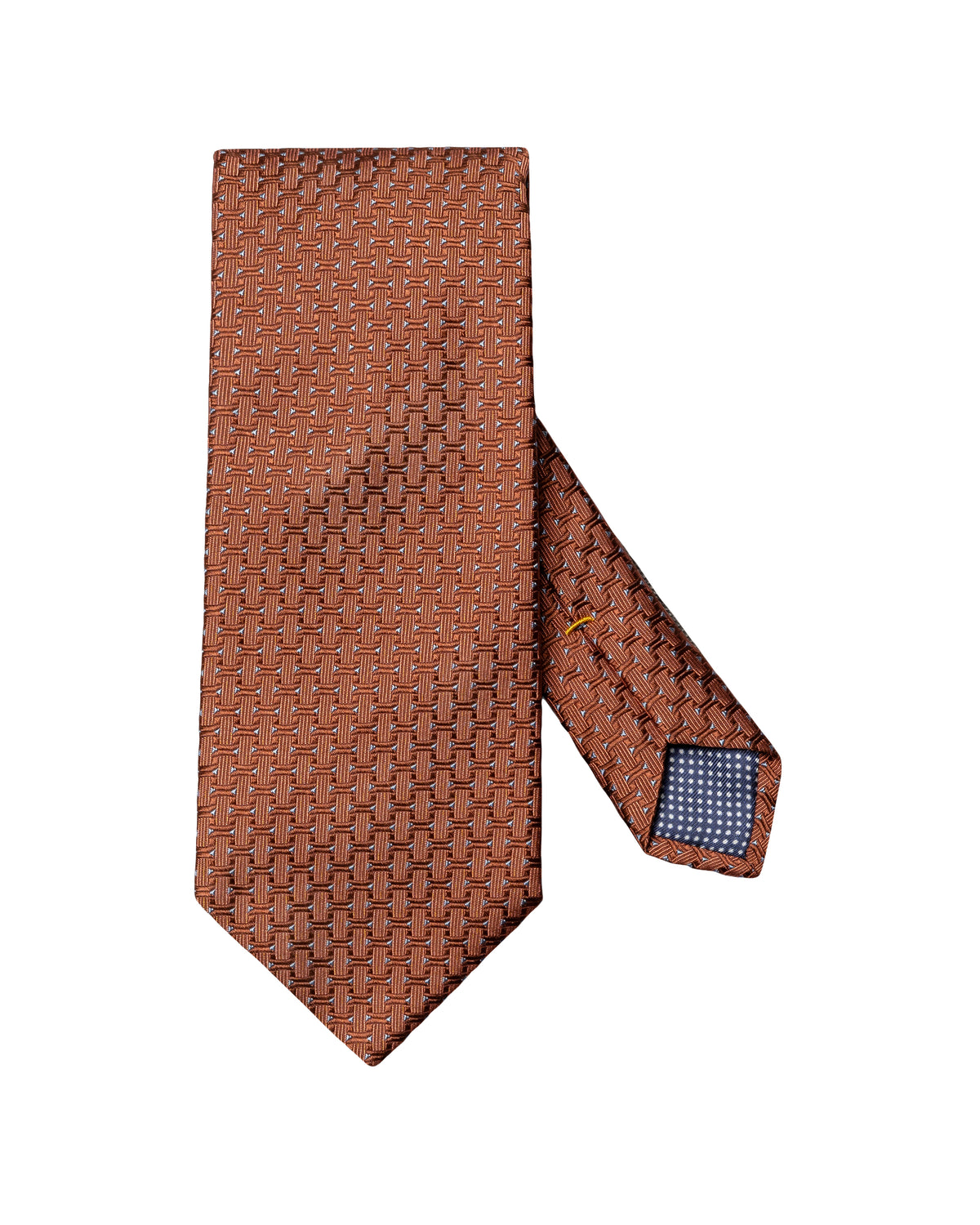 Geometric Woven Silk Tie Orange - Eton