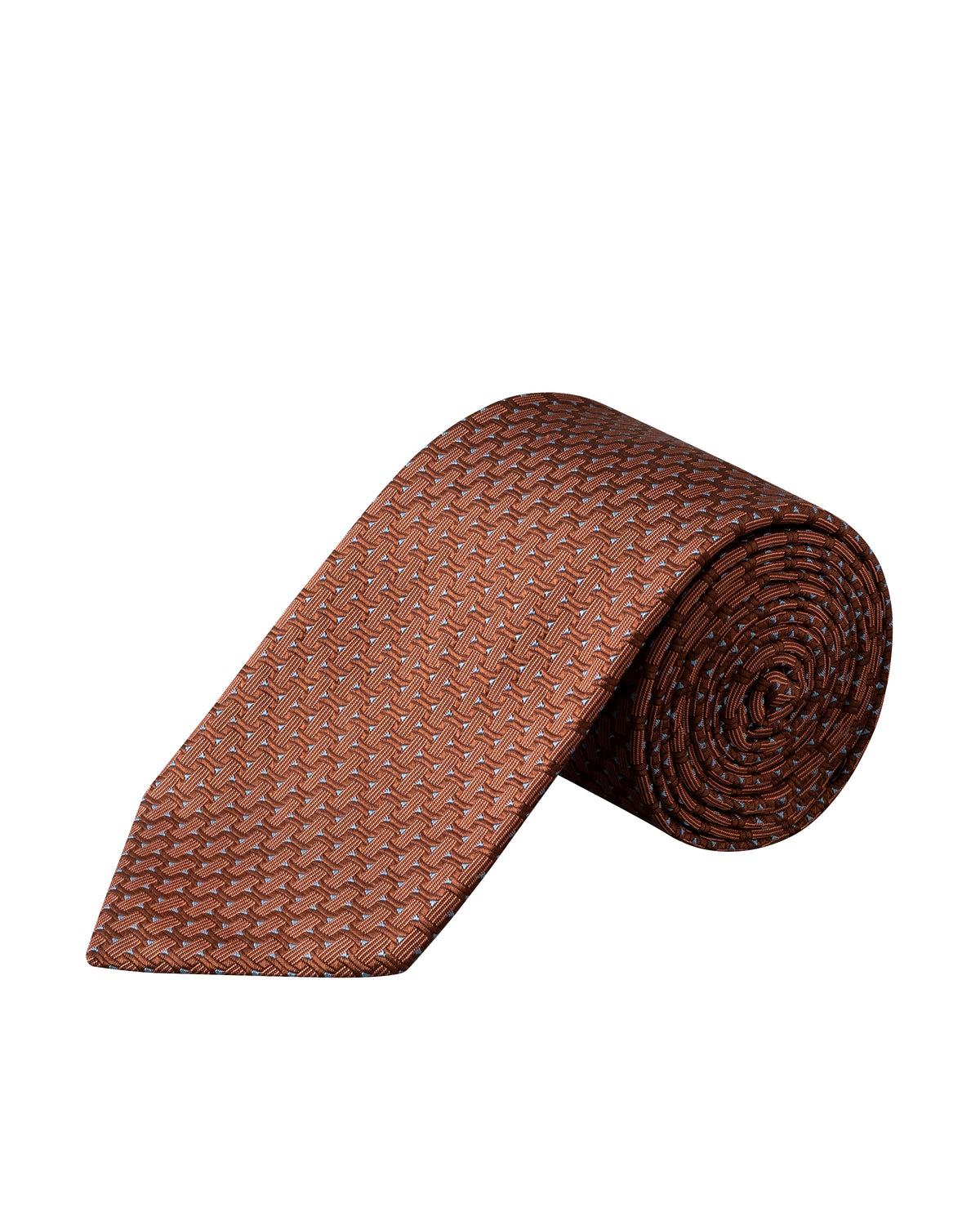 Geometric Woven Silk Tie Orange - Eton