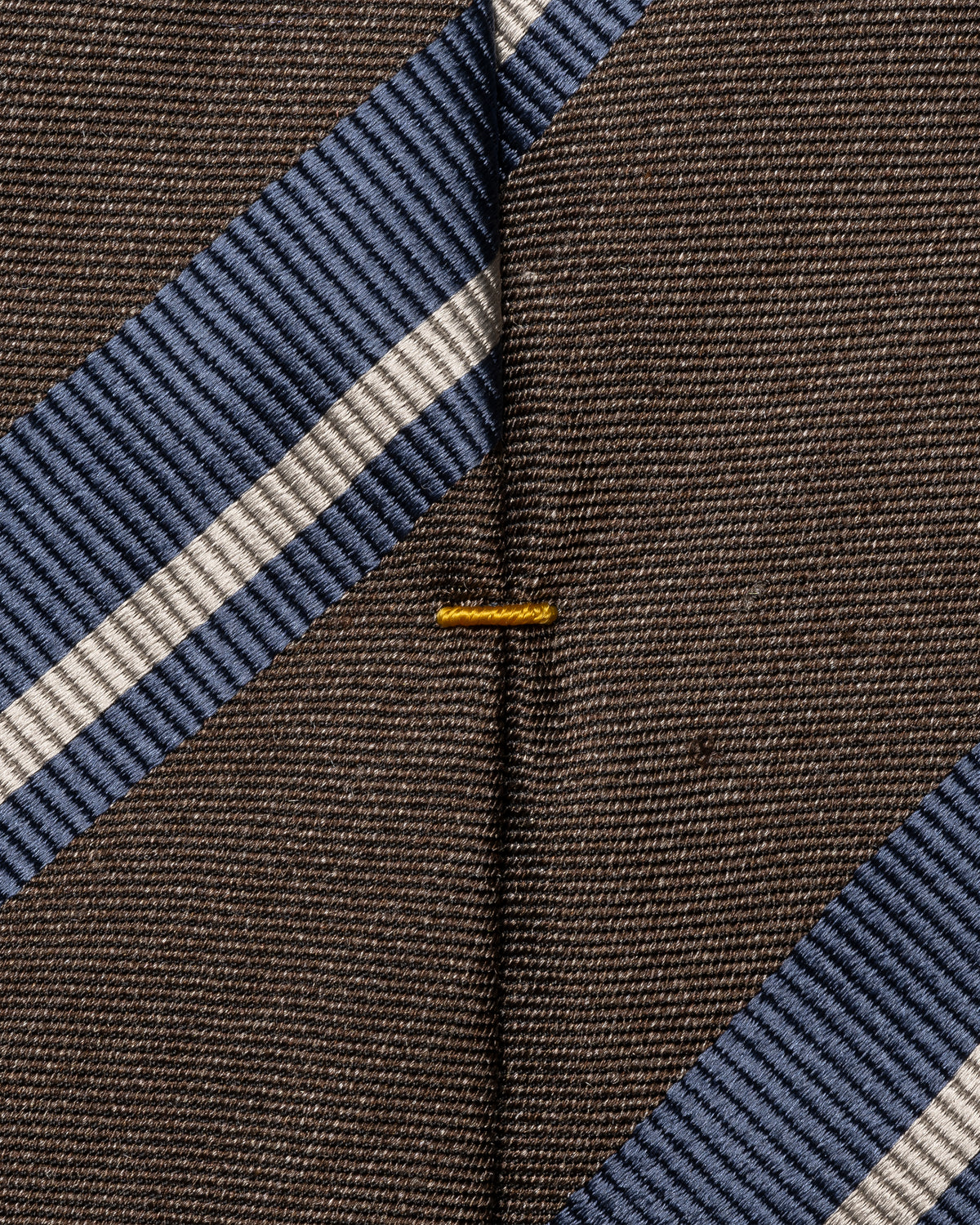Striped Woven Shantung Silk Tie Brown - Eton