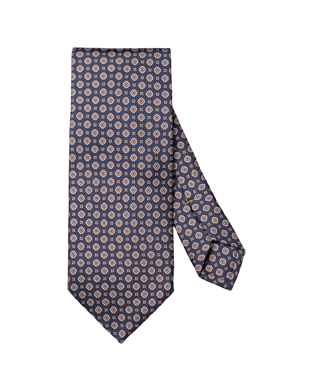 Medallion Printed Silk Tie Navy - Eton