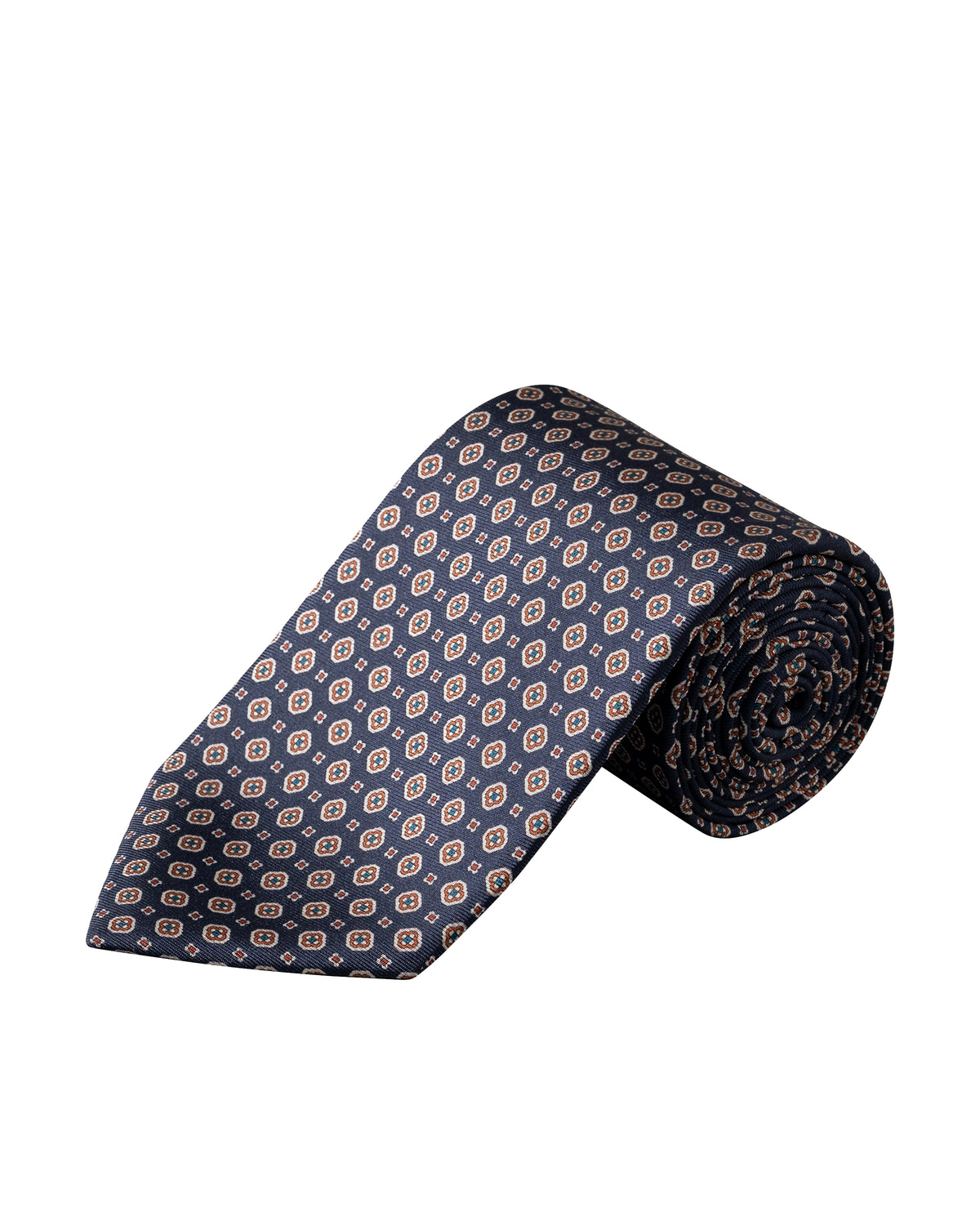 Medallion Printed Silk Tie Navy - Eton