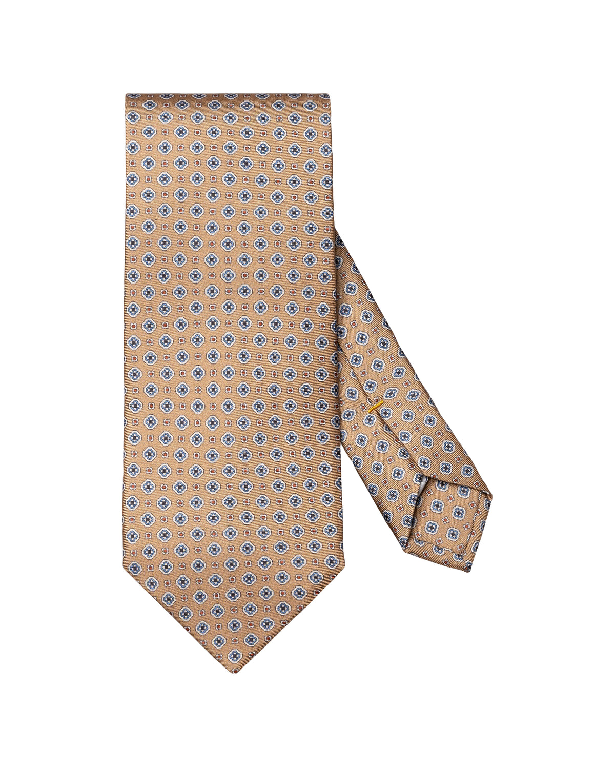 Medallion Printed Silk Tie Beige - Eton