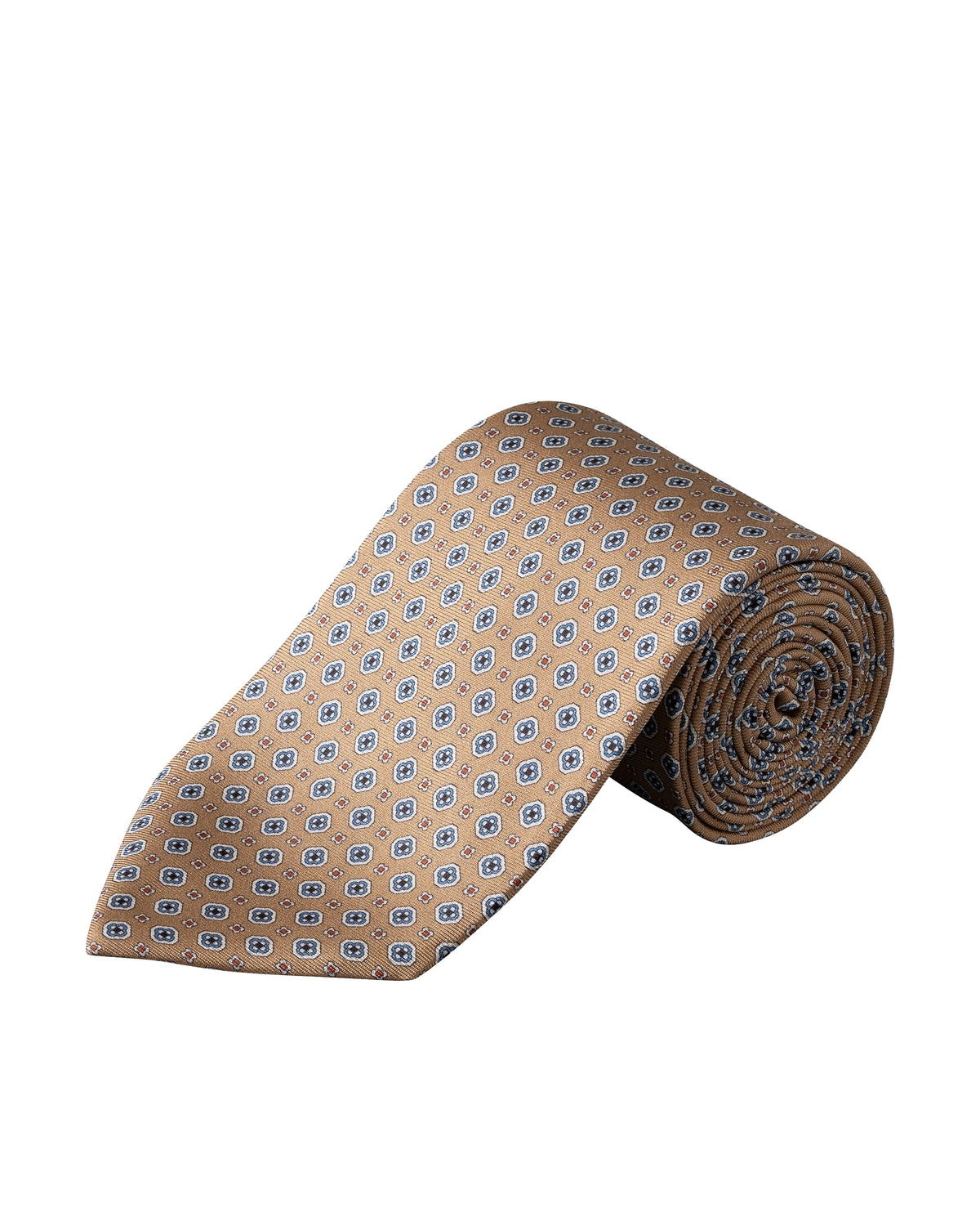 Medallion Printed Silk Tie Beige - Eton