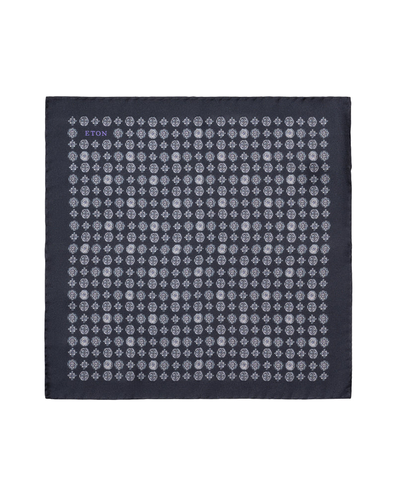 Medallion Silk Twill Pocket Square - Eton