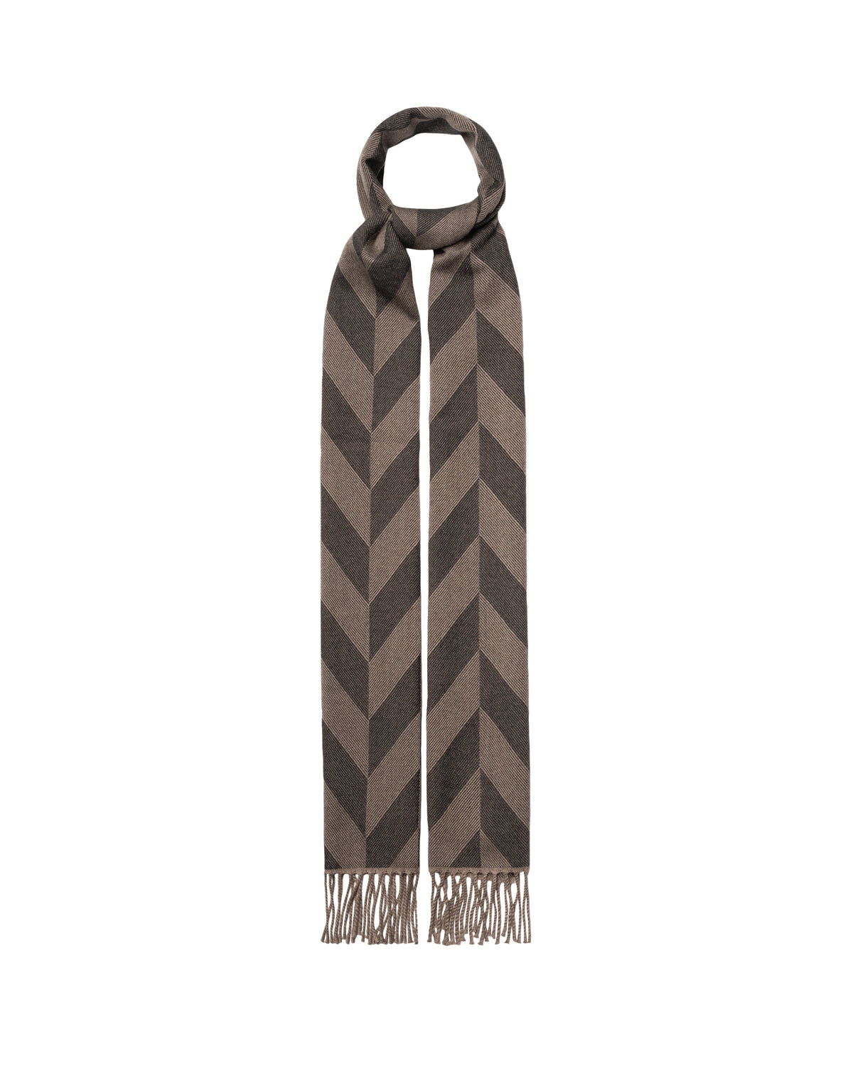 Eton Large Chevron Merino Wool Scarf Brown