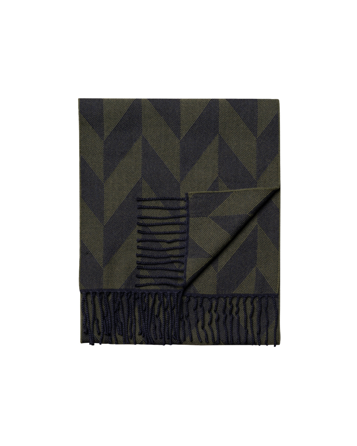 Eton Large Chevron Merino Wool Scarf Green