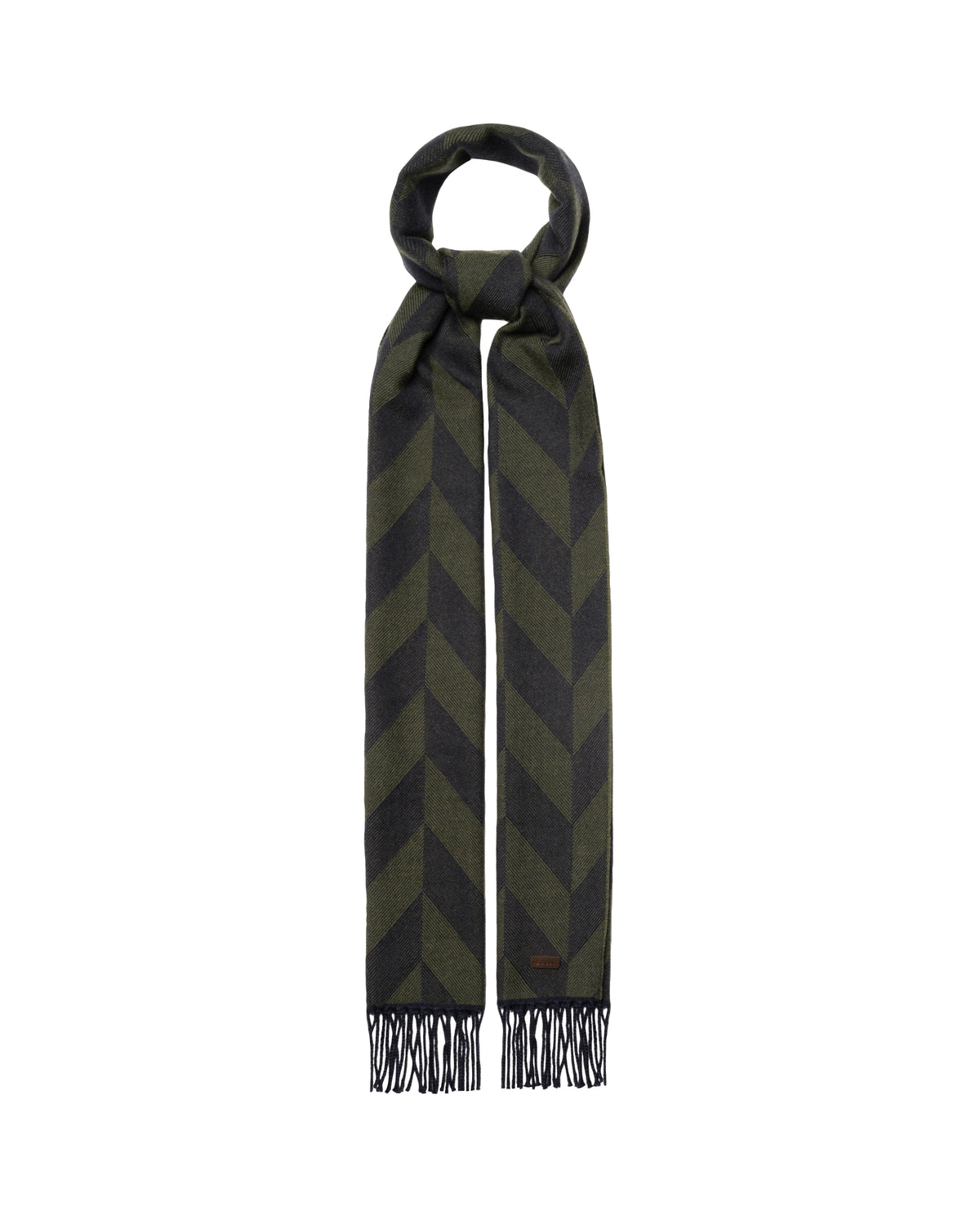 Eton Large Chevron Merino Wool Scarf Green