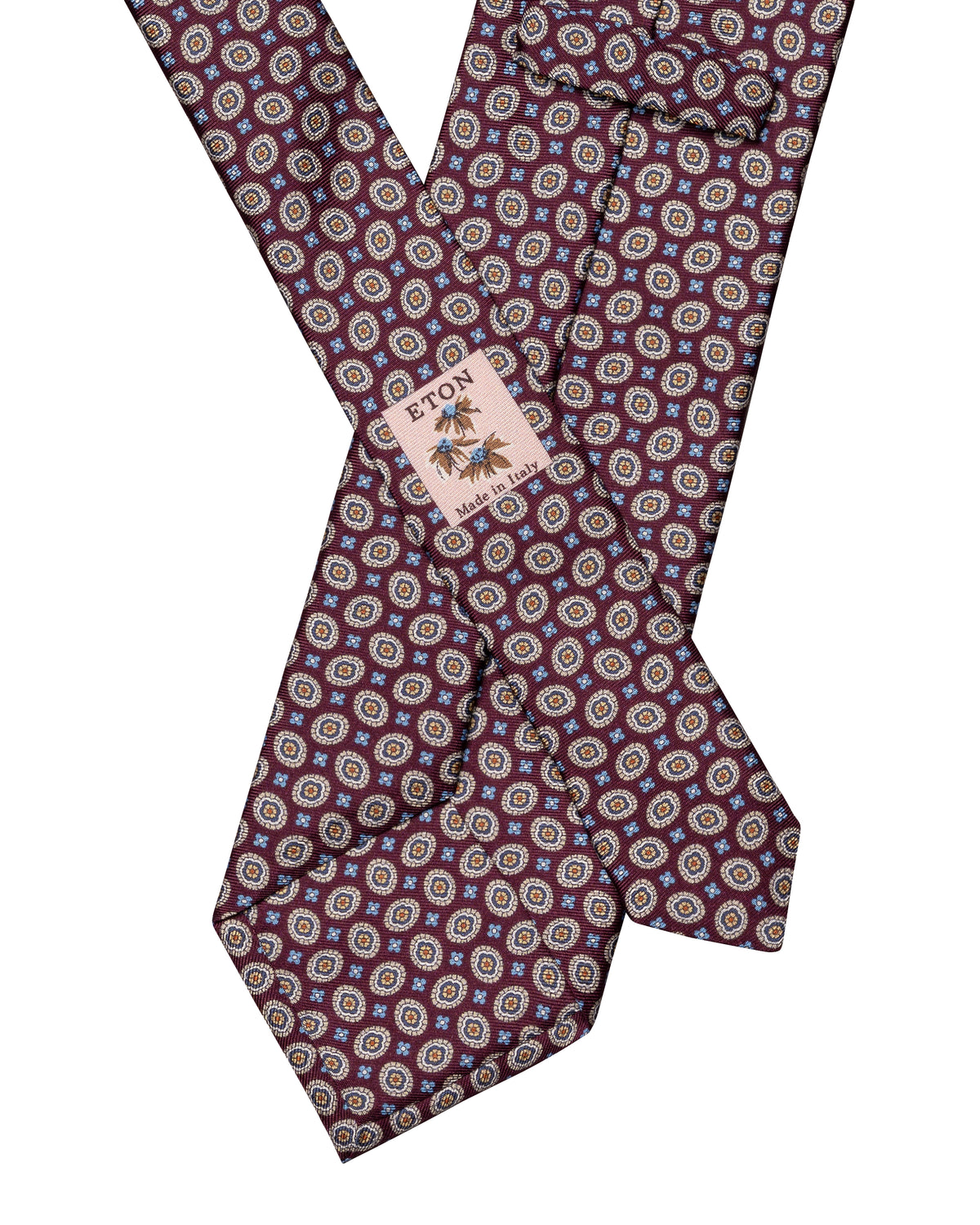 Medallion Silk Twill Printed Tie Burgundy
