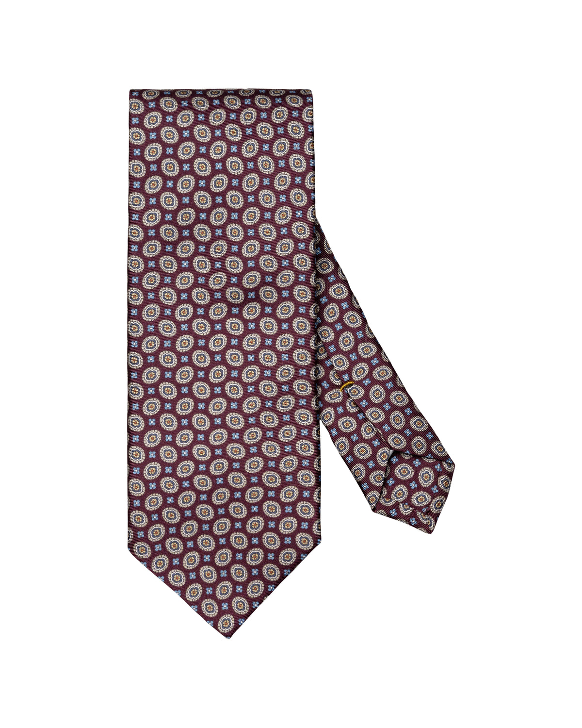 Medallion Silk Twill Printed Tie Burgundy