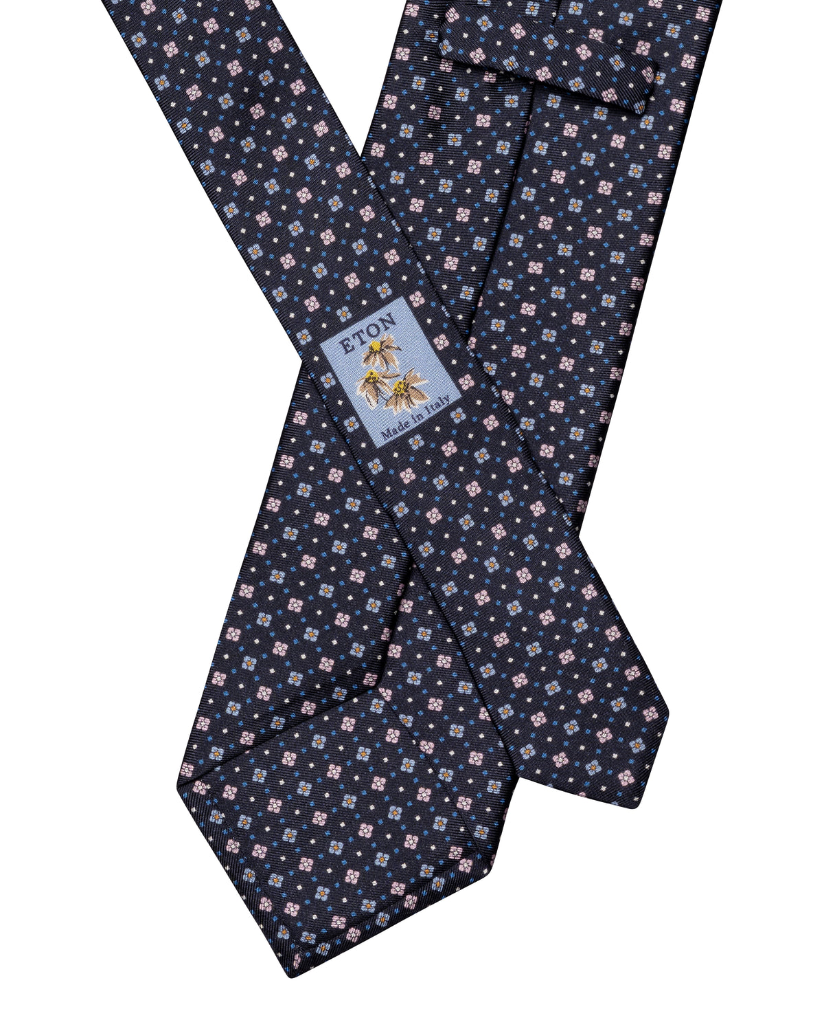 Micro Floral Silk Twill Printed Tie Navy